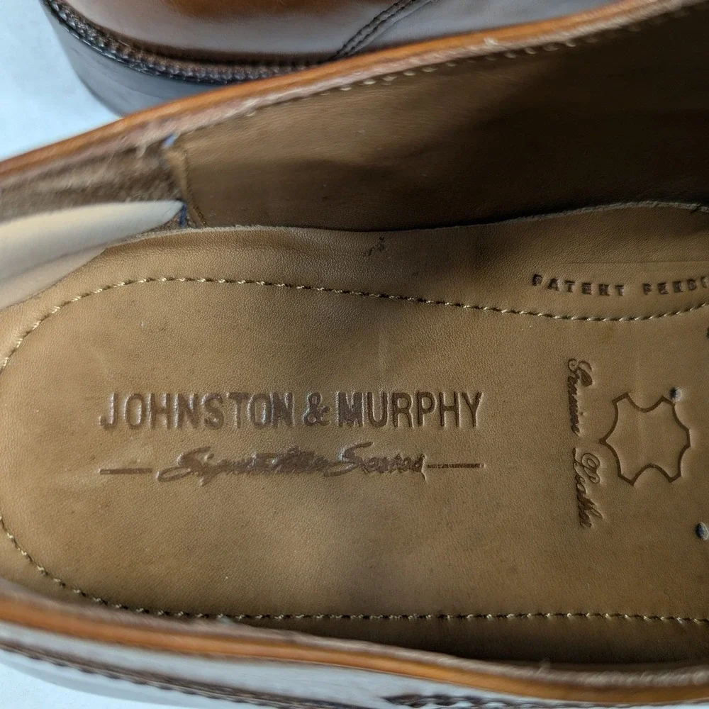 Johnston‎ & Murphy Signature Series Mens Tan Leather Apron Toe Derby Shoes 8 M
